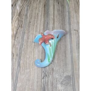 Vintage Wall Pocket Vase, Duck 149144 Cattails & Cornucopia